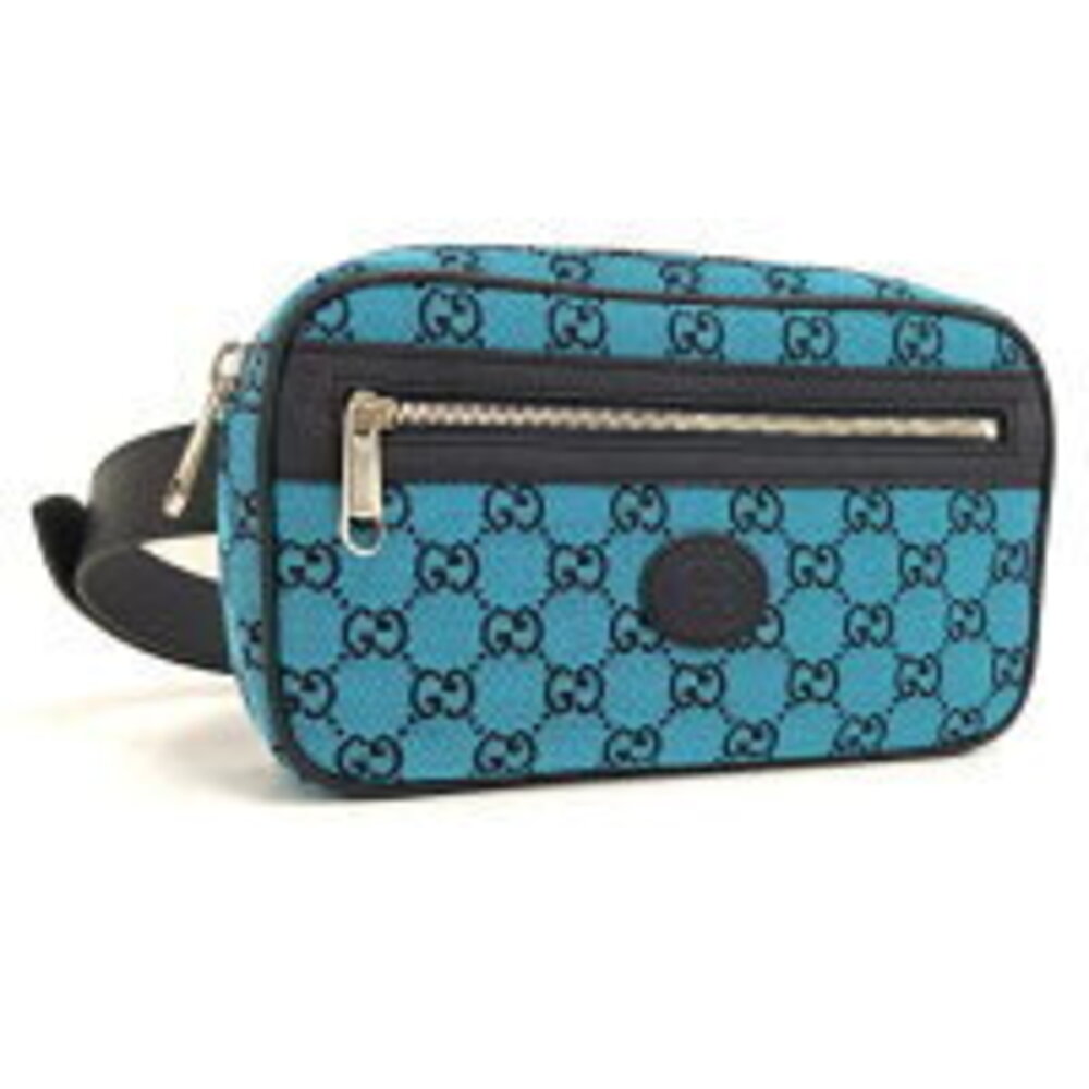 GUCCI Body Bum Crossbody Belt Bag Waist GG Canvas Blue